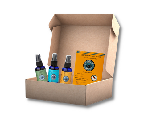 Travel Repellent Holiday Gift Box: 4 oz Full-Coverage Pack & Mosquito Repellent Stickers