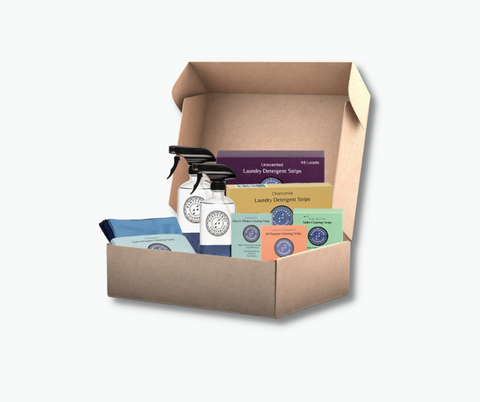 Ultimate Footprint Gift Box: Laundry Strips, Cleaning Strips, Toilet Cleaning Strips, Reusable Window Cloths & Glass Bottles