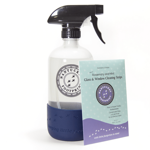 Glass & Window Cleaning Spray - 16 oz - Just - Add - Water - 2 Concentrated Cleaning Strips + 16 oz Reusable Glass Spray Bottle - Nantucket Spider