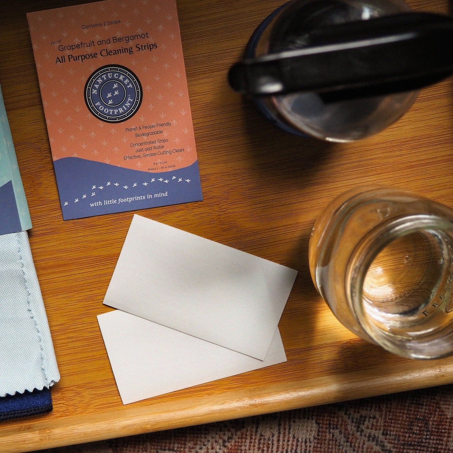 Just Add Water - All - Purpose Cleaning Strips (2 Strips) + 16 oz Reusable Glass Spray Bottle - Nantucket Spider