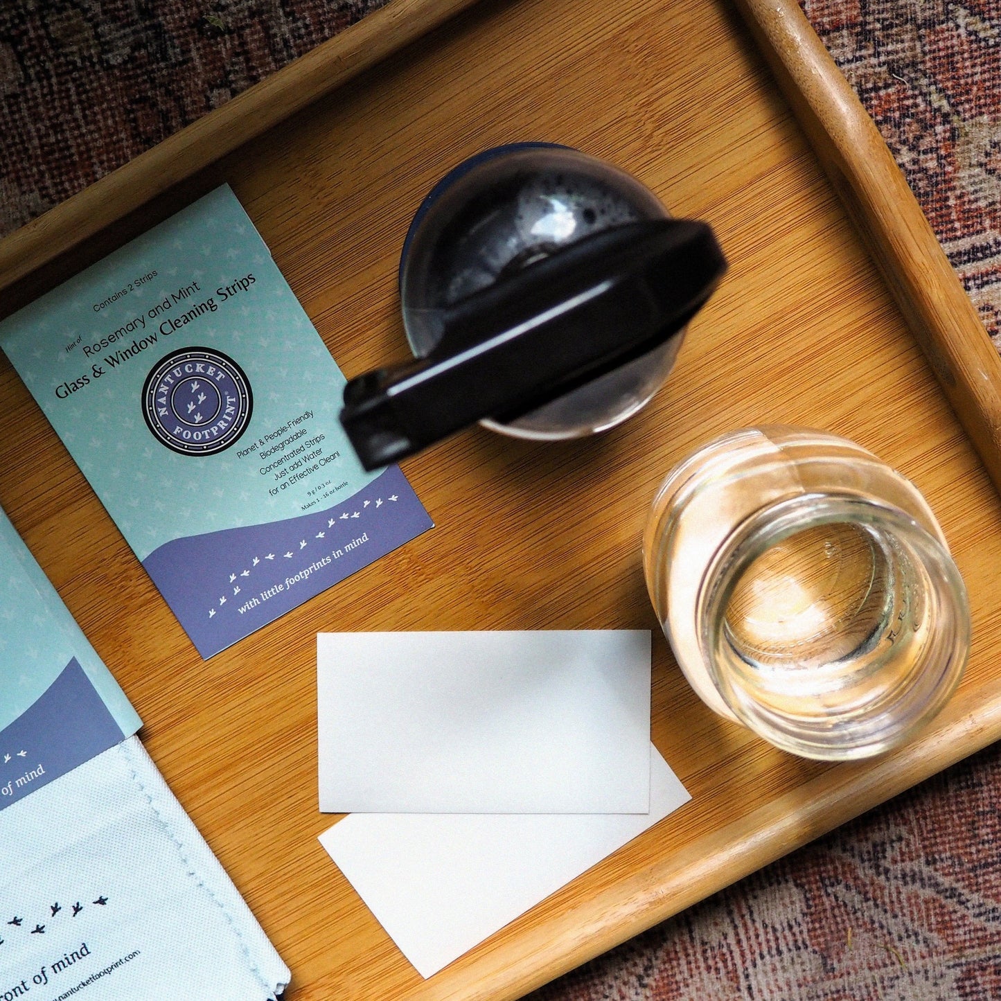 Just Add Water - Glass & Window Cleaning Strips (2 Strips) + 16 oz Reusable Glass Spray Bottle - Nantucket Spider