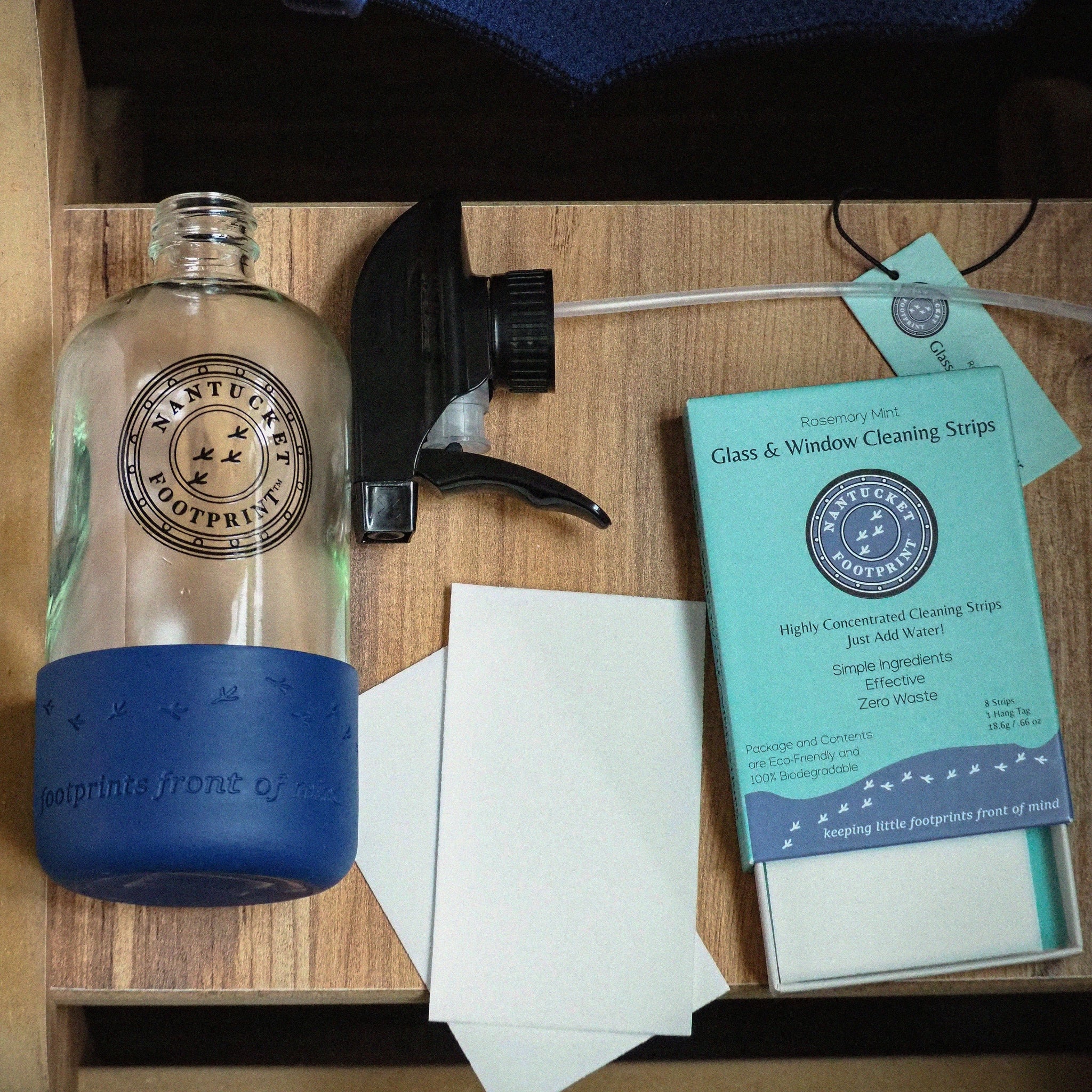 Window Strips + Reusable Glass Bottle + Cleaning Cloths Bundle - Nantucket Spider