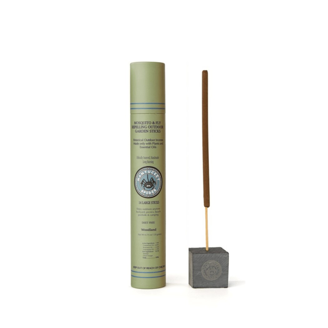 Bundle & Save 10%: Mosquito & Fly Repelling Outdoor Garden Incense Sticks (14 Stick Tube) & Artisanal Stone Block Incense Holder - Nantucket Spider