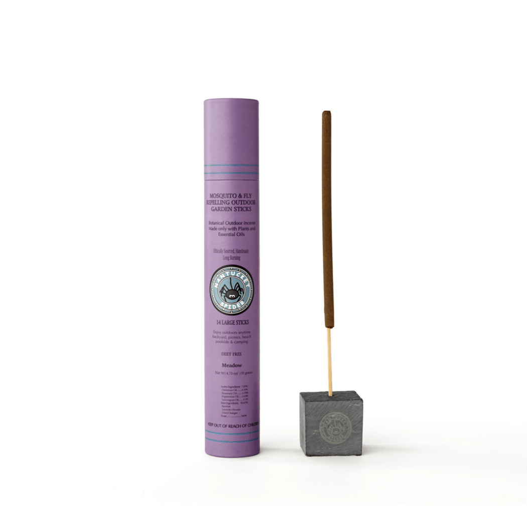 Bundle & Save 10%: Mosquito & Fly Repelling Outdoor Garden Incense Sticks (14 Stick Tube) & Artisanal Stone Block Incense Holder - Nantucket Spider