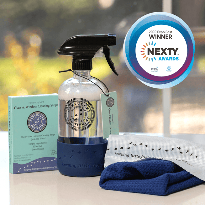 Window Bundle: Window Strips & Reusable Glass Bottle & Eco Friendly Cleaning Cloths - Nantucket Spider