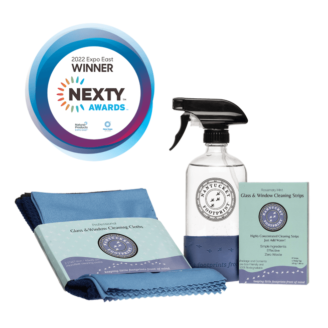 Window Bundle: Window Strips & Reusable Glass Bottle & Eco Friendly Cleaning Cloths - Nantucket Spider